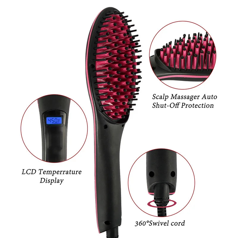 Handy Professional Electric Ceramic Adjustable Temperature Display Hot Combs Straightener Styling Hair Massage Brush | Sorpresa