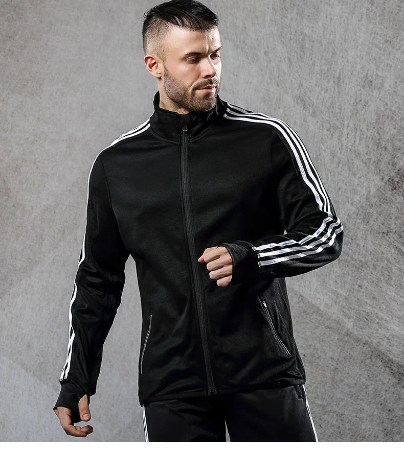 Men Stand Collar Outwear Men New Fall and Winter New Zipper Knitting Tops Trendy Fashion Sports Casual Jacket Men