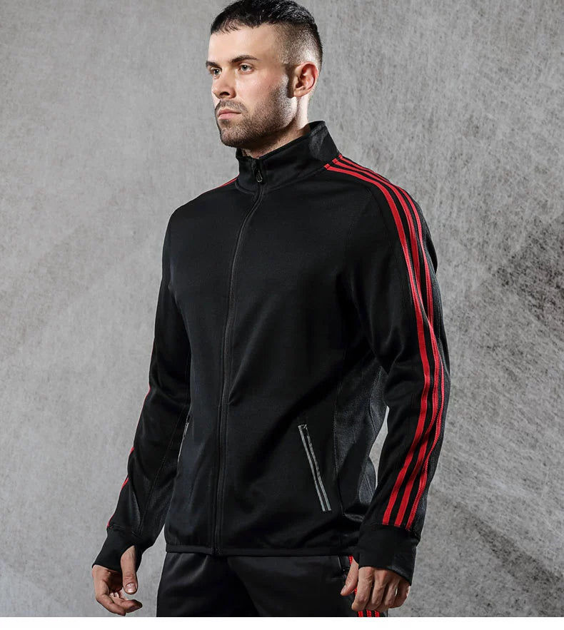 Men Stand Collar Outwear Men New Fall and Winter New Zipper Knitting Tops Trendy Fashion Sports Casual Jacket Men