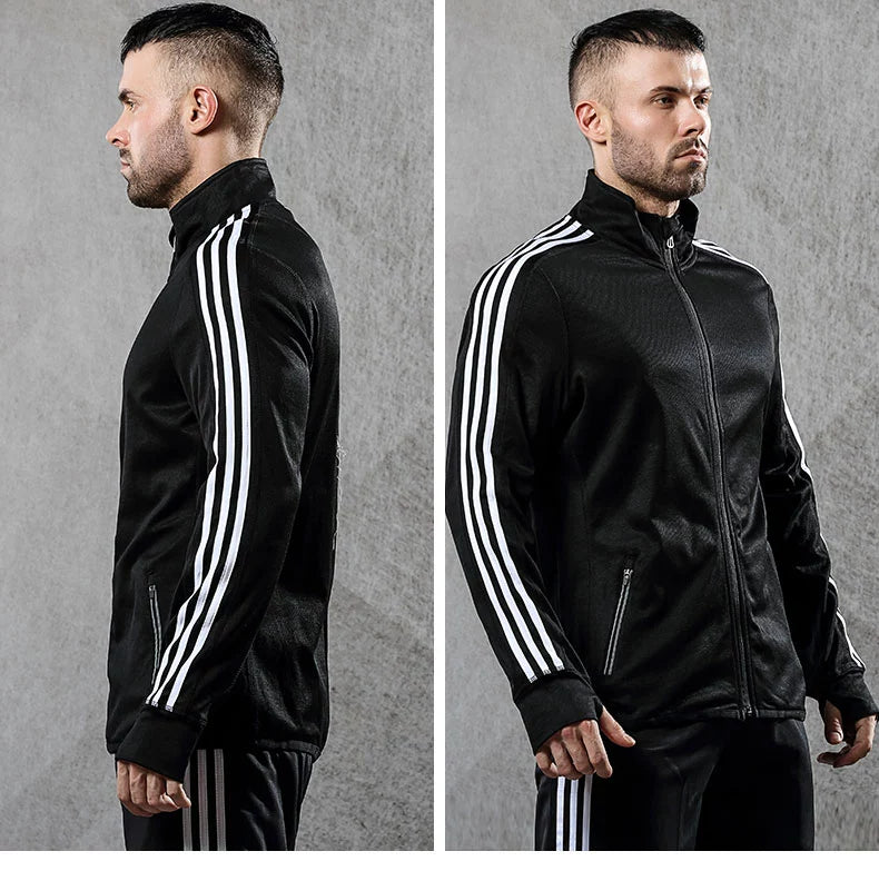 Men Stand Collar Outwear Men New Fall and Winter New Zipper Knitting Tops Trendy Fashion Sports Casual Jacket Men