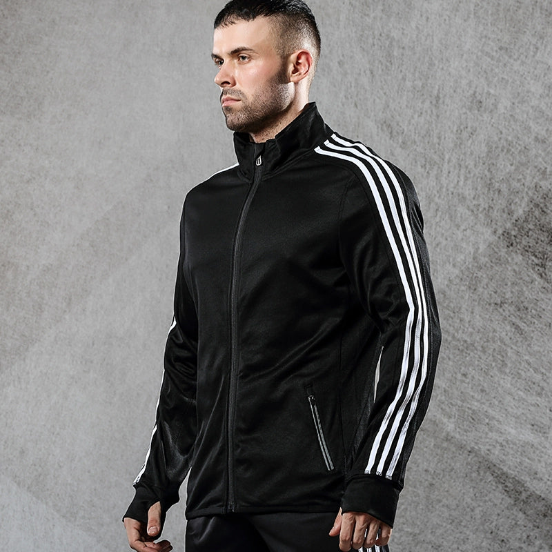 Men Stand Collar Outwear Men New Fall and Winter New Zipper Knitting Tops Trendy Fashion Sports Casual Jacket Men