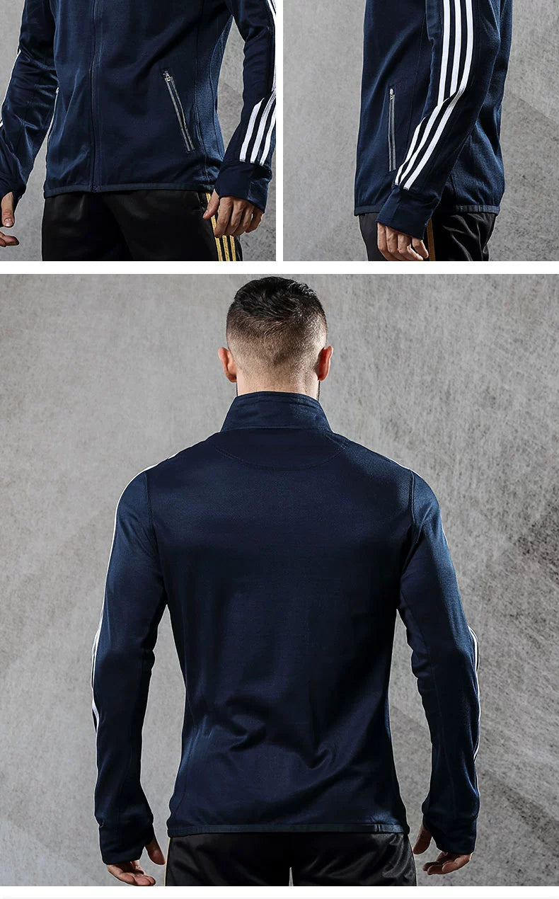 Men Stand Collar Outwear Men New Fall and Winter New Zipper Knitting Tops Trendy Fashion Sports Casual Jacket Men