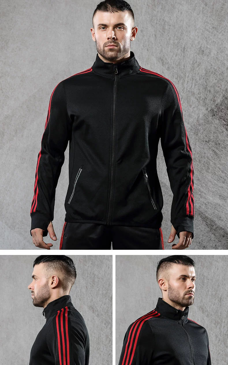 Men Stand Collar Outwear Men New Fall and Winter New Zipper Knitting Tops Trendy Fashion Sports Casual Jacket Men