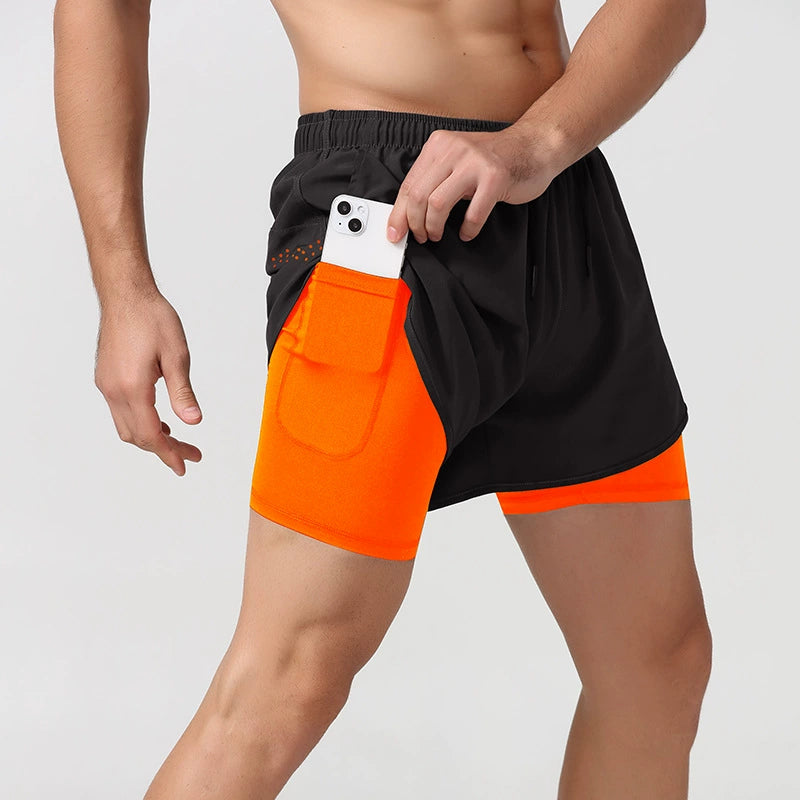Sports Shorts Men's Running Marathon Track and Field Loose Shorts Quick-Drying Lining Fashion Tape Double-Layer Fitness Summer - Sorpresa