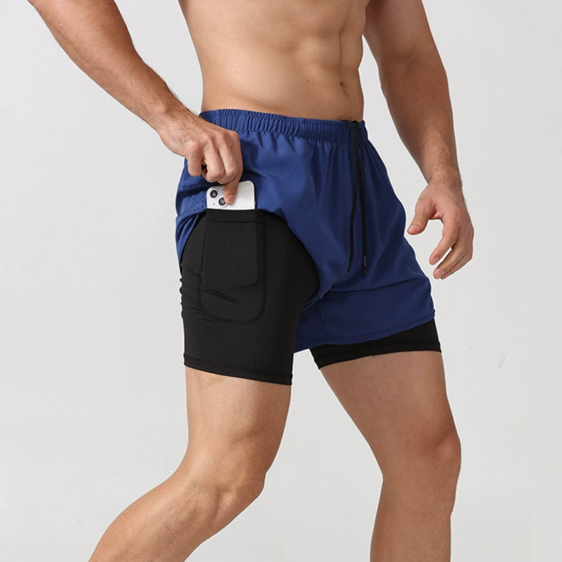 Sports Shorts Men's Running Marathon Track and Field Loose Shorts Quick-Drying Lining Fashion Tape Double-Layer Fitness Summer - Sorpresa