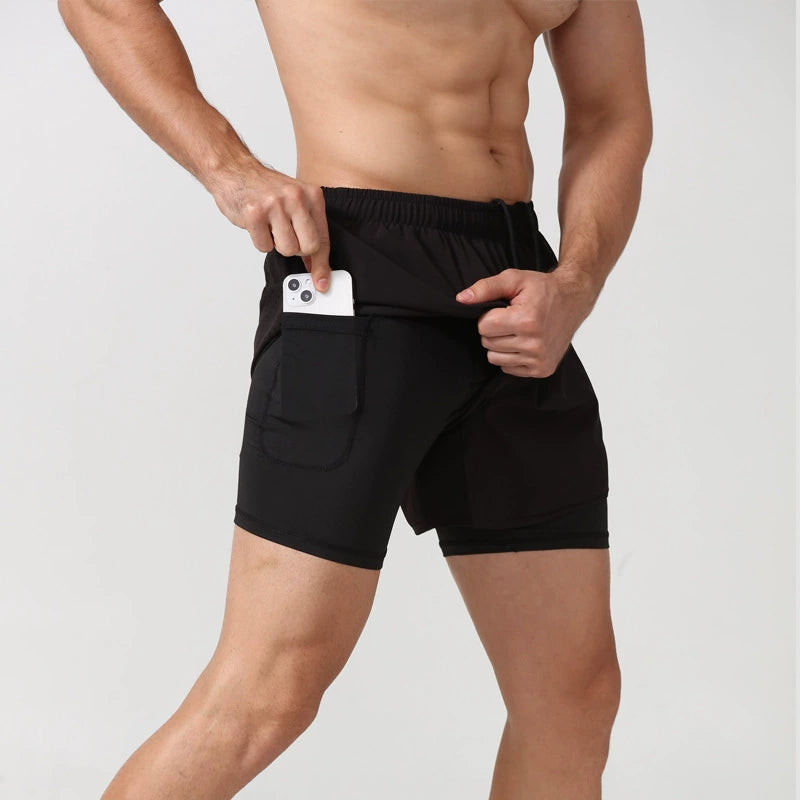 Sports Shorts Men's Running Marathon Track and Field Loose Shorts Quick-Drying Lining Fashion Tape Double-Layer Fitness Summer - Sorpresa