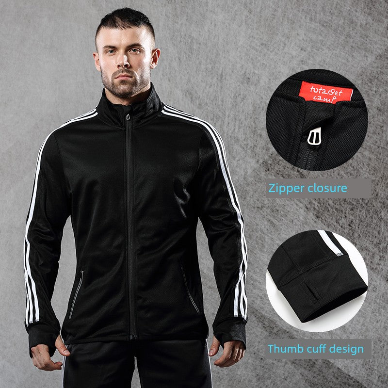Men Stand Collar Outwear Men New Fall and Winter New Zipper Knitting Tops Trendy Fashion Sports Casual Jacket Men