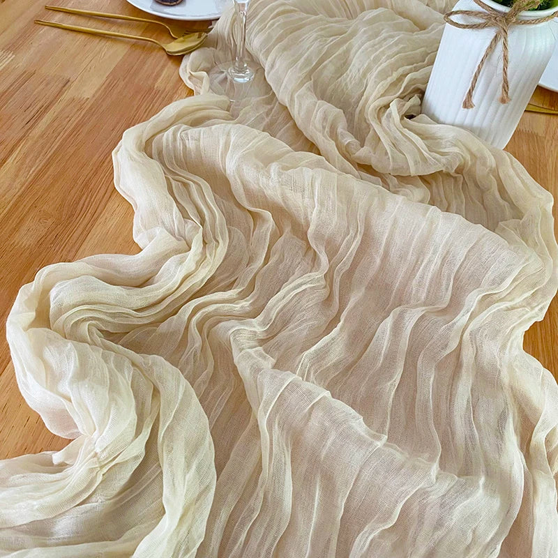 Beige Table Runner Gauze Cheesecloth Rustic Sheer Boho Wedding Decoration Tablecloth Baby Shower Christmas Birthday Party Decors | Sorpresa