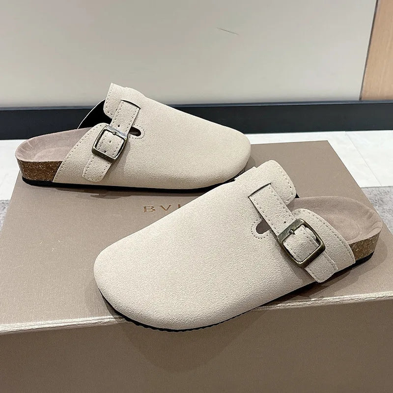 Comwarm Fashion Women's Suede Mules Slippers Men Clogs Cork Insole Sandals With Arch Support Outdoor Beach Slides Home Shoes | Sorpresa
