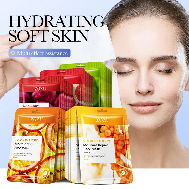30Pcs Face Mask Sets Fresh Fruit Face Care Sheet Masks Hydrating Anti-aging Oil Control Acne Treatment Facial Mask Skin Care Set | Sorpresa