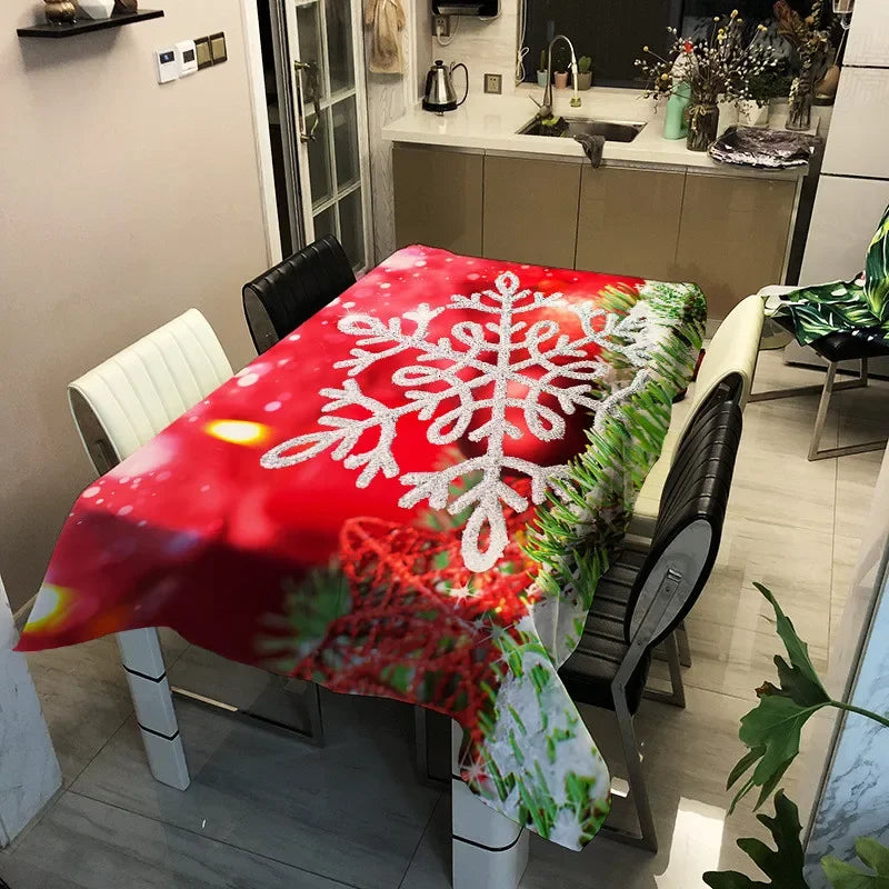 Merry Christmas Waterproof Elegant Table Tablecloths Cloth Snowman Snowflake Santa Claus Garden Picnic Mat Desk Protecter | Sorpresa