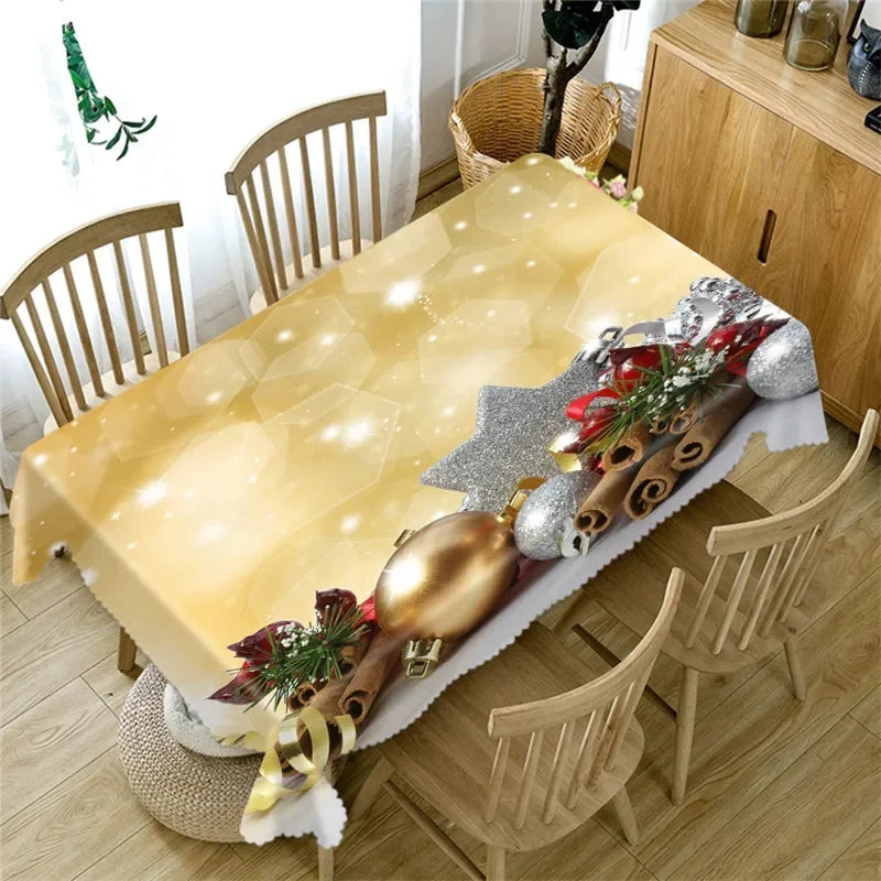Merry Christmas Waterproof Elegant Table Tablecloths Cloth Snowman Snowflake Santa Claus Garden Picnic Mat Desk Protecter | Sorpresa