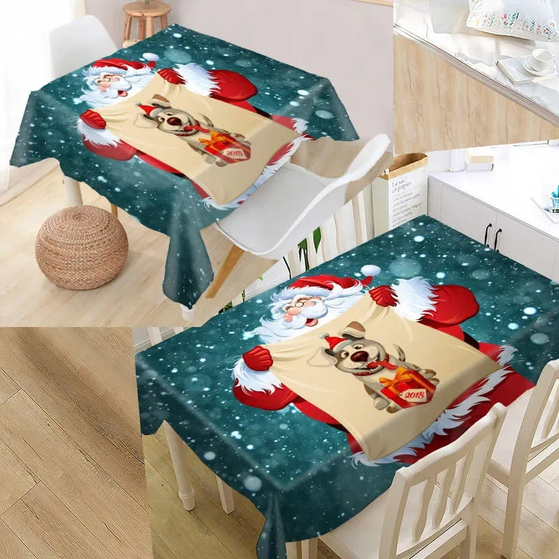 Merry Christmas Waterproof Elegant Table Tablecloths Cloth Snowman Snowflake Santa Claus Garden Picnic Mat Desk Protecter | Sorpresa