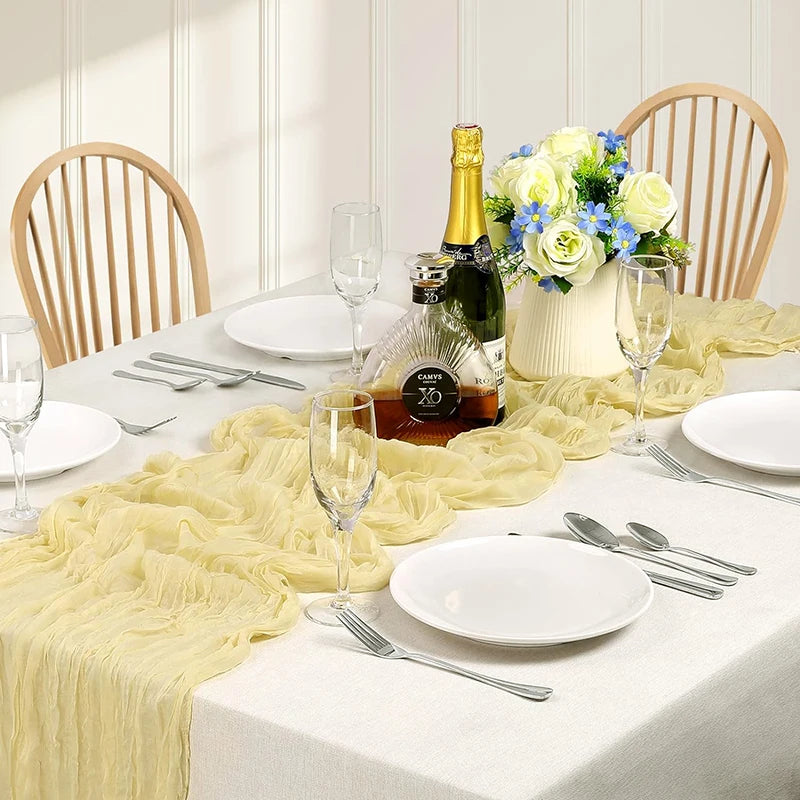 Beige Table Runner Gauze Cheesecloth Rustic Sheer Boho Wedding Decoration Tablecloth Baby Shower Christmas Birthday Party Decors | Sorpresa