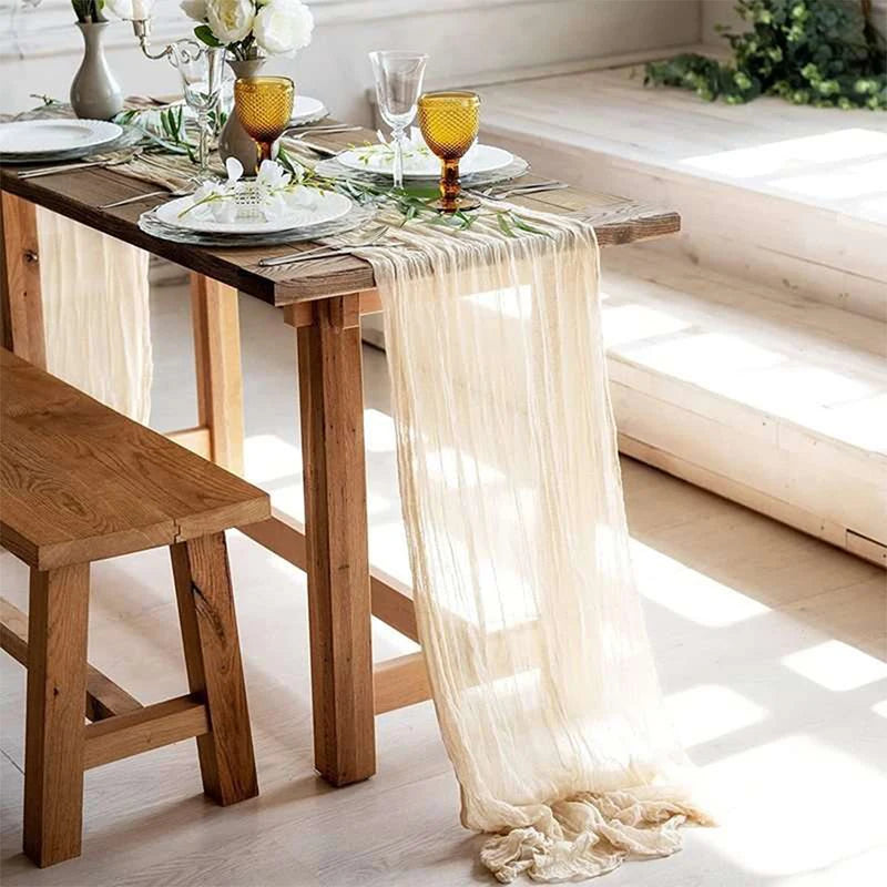 Beige Table Runner Gauze Cheesecloth Rustic Sheer Boho Wedding Decoration Tablecloth Baby Shower Christmas Birthday Party Decors | Sorpresa
