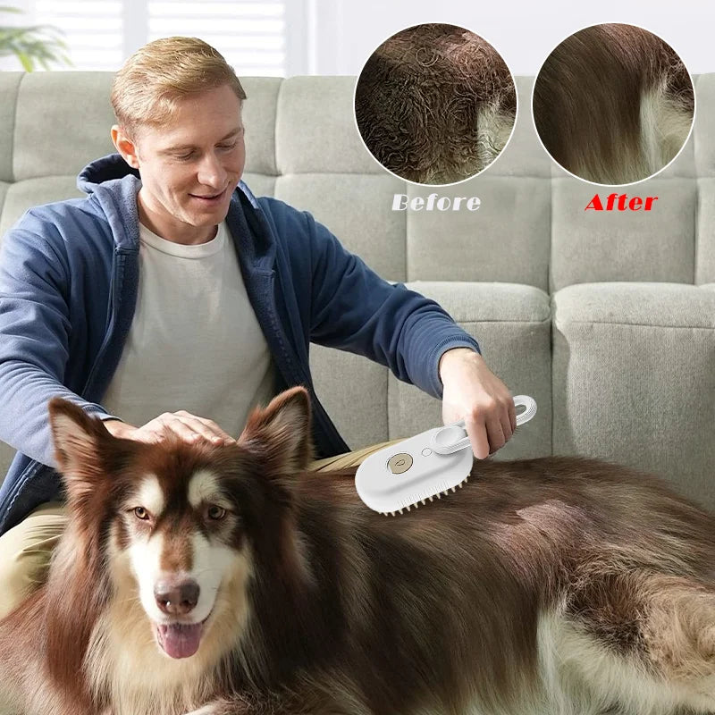 Pet Steam Brush Cat Dog Cleaning Steamy Spray Massage Beauty Comb 3 In 1 Hair Removal Grooming Supplies Pets Accessories | Sorpresa