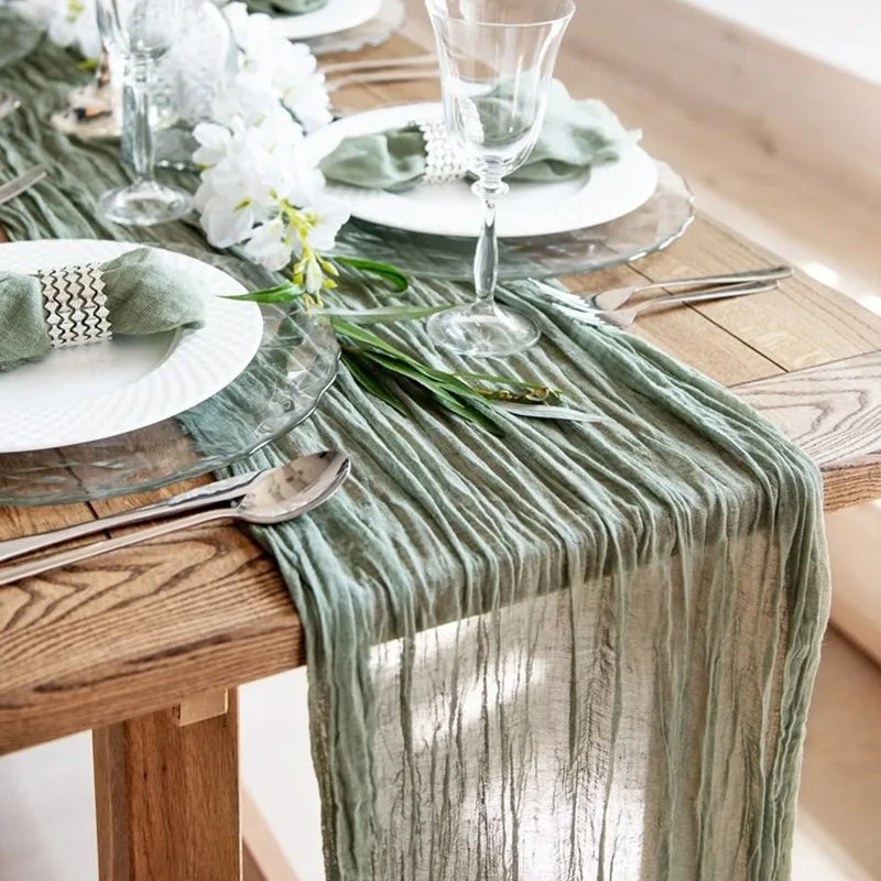 Semi-Sheer Gauze Table Runner White Cheesecloth Table Setting Dining Vintage Wedding Decor Banquets Arches Retro Boho Decor
