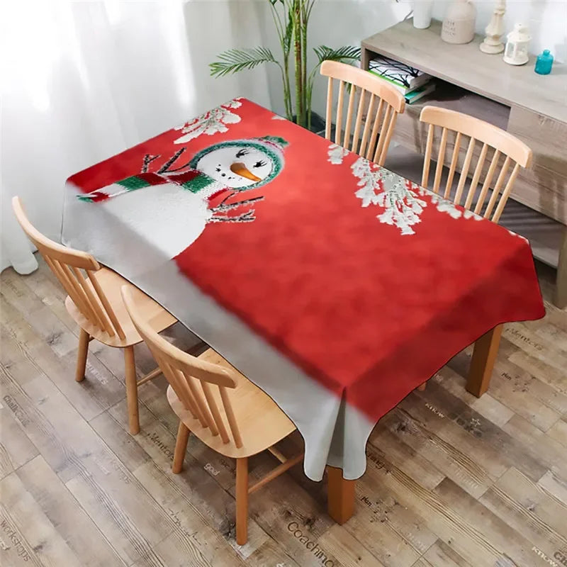 Merry Christmas Waterproof Elegant Table Tablecloths Cloth Snowman Snowflake Santa Claus Garden Picnic Mat Desk Protecter | Sorpresa