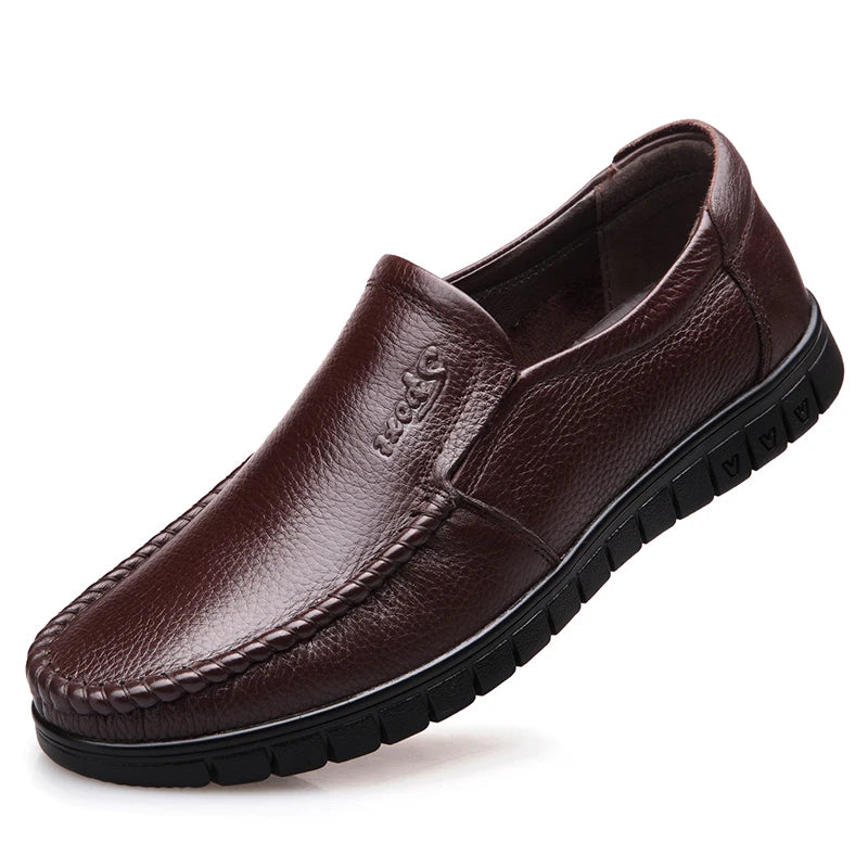 2024 New Men's Genuine Leather Shoes Brand Father Casual Leather Anti slip Black Middle-aged Man Cow Leather Shoes | Sorpresa