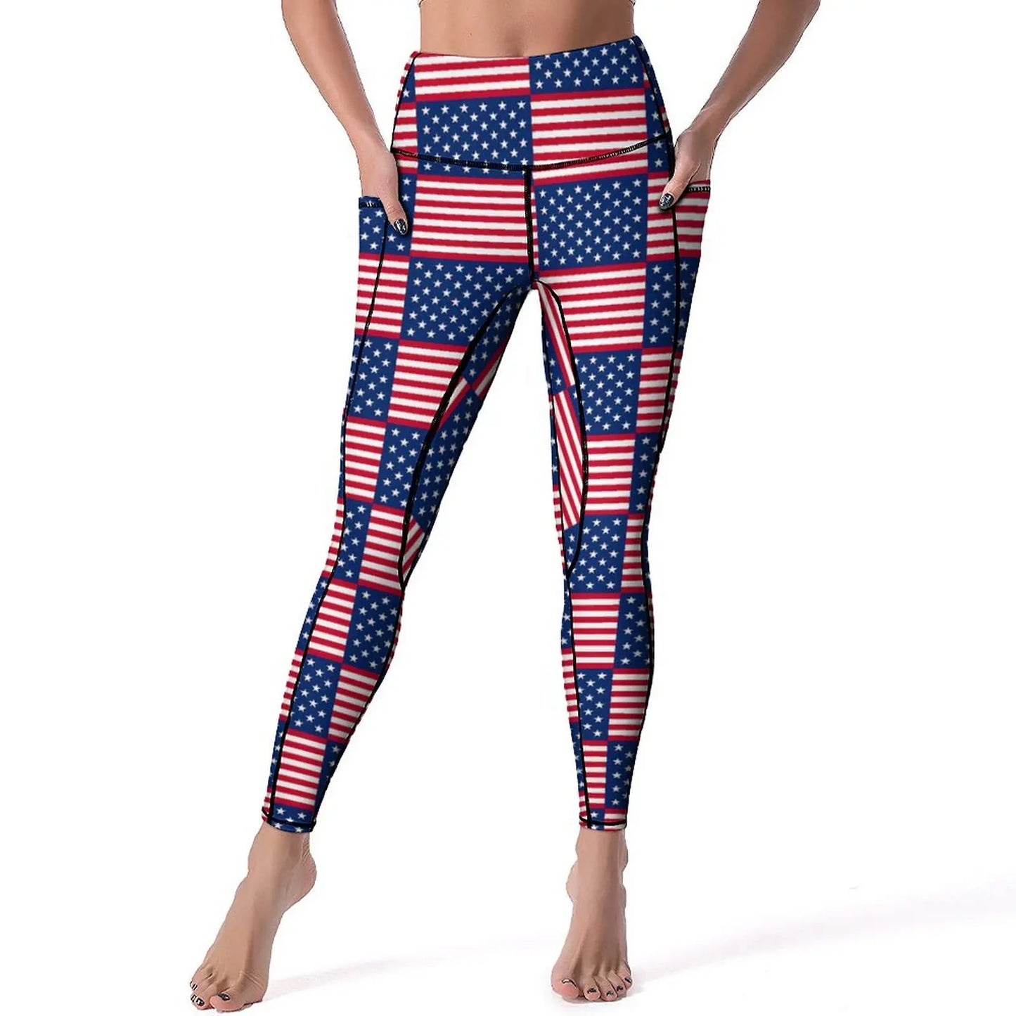 USA Flag Leggings Stripes Print Work Out Yoga Pants High Waist Fashion Leggins Elastic Design Sports Tights Gift | Sorpresa