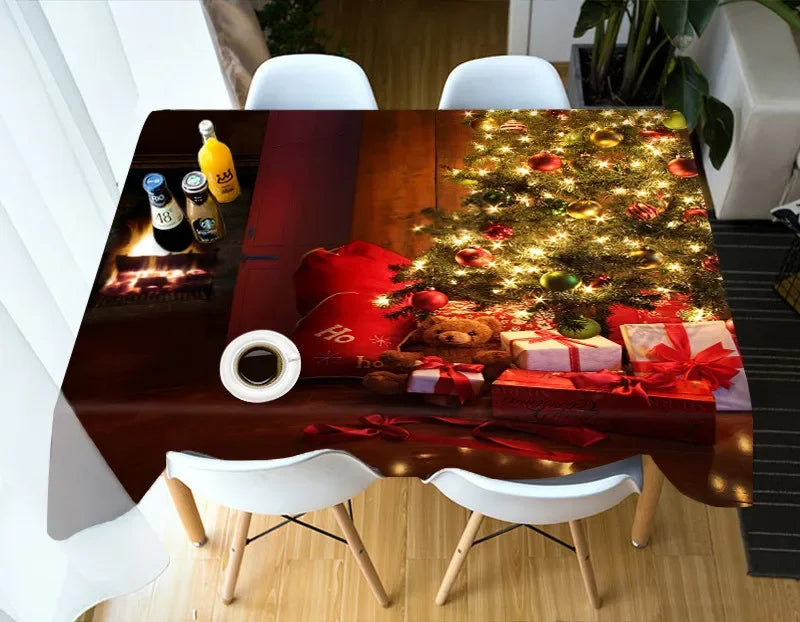 Merry Christmas Waterproof Elegant Table Tablecloths Cloth Snowman Snowflake Santa Claus Garden Picnic Mat Desk Protecter | Sorpresa