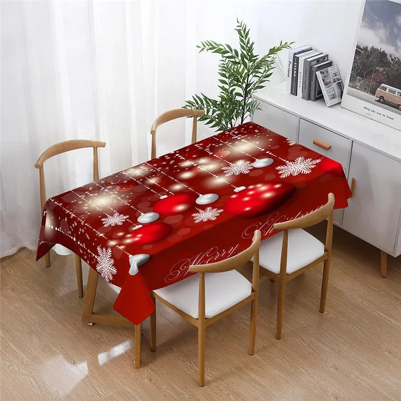 Merry Christmas Waterproof Elegant Table Tablecloths Cloth Snowman Snowflake Santa Claus Garden Picnic Mat Desk Protecter | Sorpresa