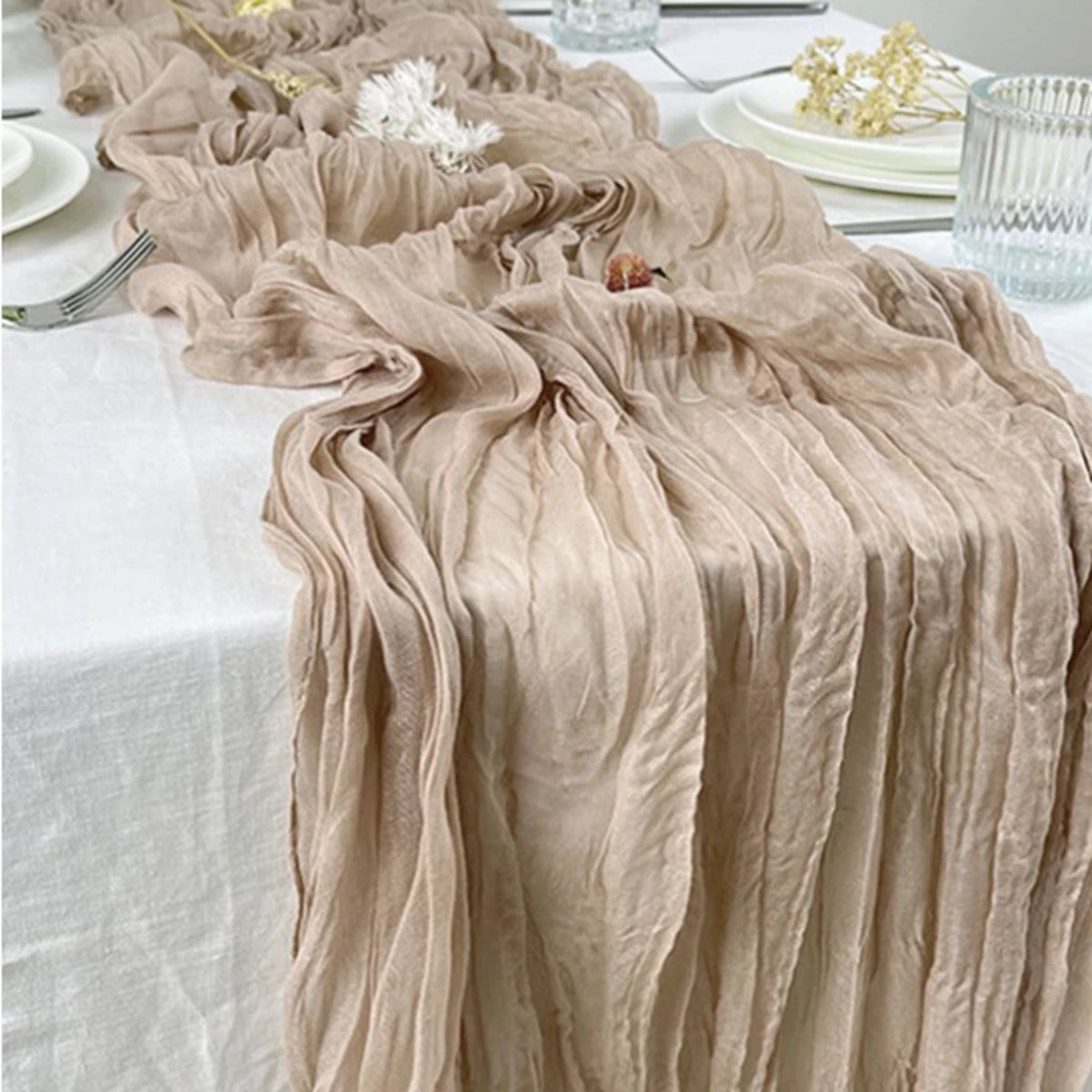 Semi-Sheer Gauze Table Runner White Cheesecloth Table Setting Dining Vintage Wedding Decor Banquets Arches Retro Boho Decor