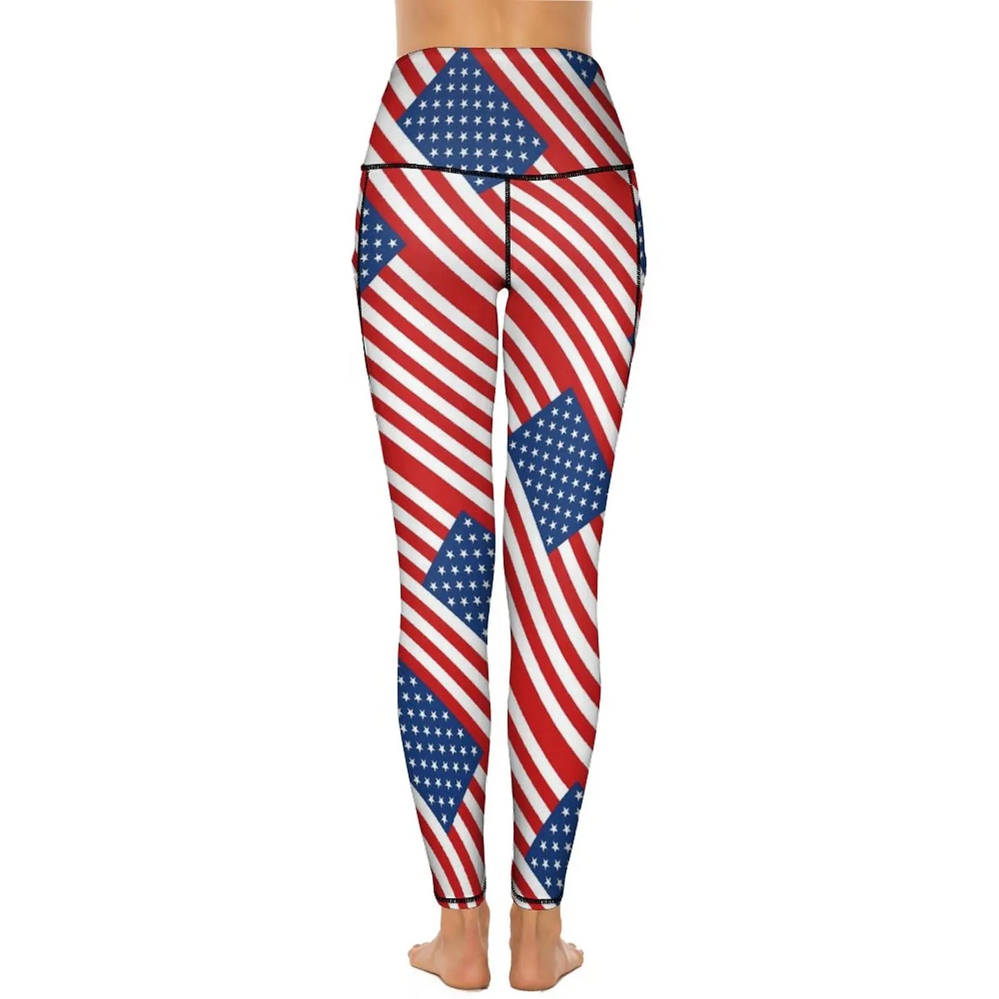 USA Flag Leggings Stripes Print Work Out Yoga Pants High Waist Fashion Leggins Elastic Design Sports Tights Gift | Sorpresa