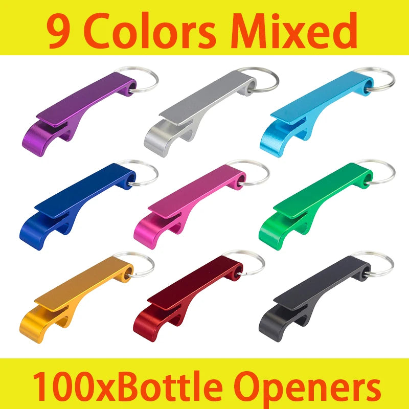 100Pcs Beer Opener Black Keychain Metal Bottle Opener Key Ring Chain Aluminum Pocket Bar Soda Beverage Beer Bottle Openers | Sorpresa