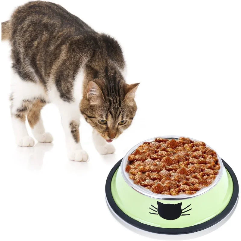 Cat Food Bowl Stainless Steel Kitten Cat Feeder Water Bowl With Non-Slip Rubber Base Small Pet Bowl Cat Accessories Pet Supplies | Sorpresa