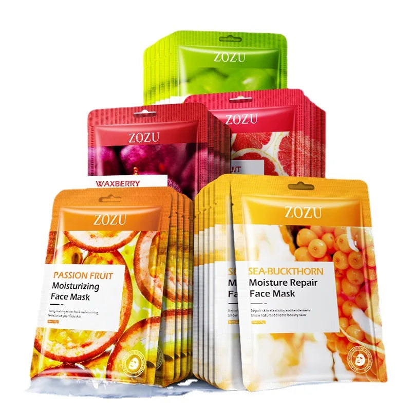 30Pcs Face Mask Sets Fresh Fruit Face Care Sheet Masks Hydrating Anti-aging Oil Control Acne Treatment Facial Mask Skin Care Set | Sorpresa