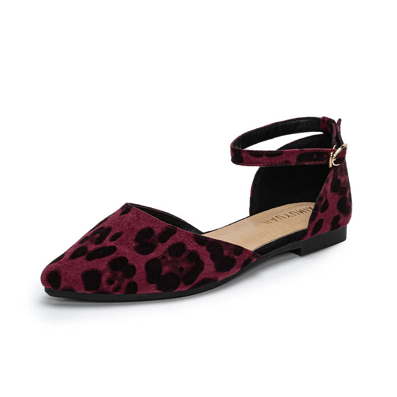 2024 New Sexy Leopard Single Shoes Women Pointed Shallow Mouth Buckle Hollow Shoes 41-43 Large Size | Sorpresa