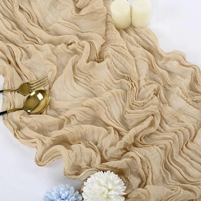 Beige Table Runner Gauze Cheesecloth Rustic Sheer Boho Wedding Decoration Tablecloth Baby Shower Christmas Birthday Party Decors | Sorpresa