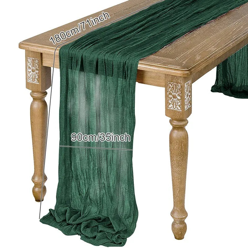 Semi-Sheer Gauze Table Runner Sage Cheesecloth Table Setting Dining Vintage Wedding Decoration Banquets Arches Retro Boho Decor | Sorpresa