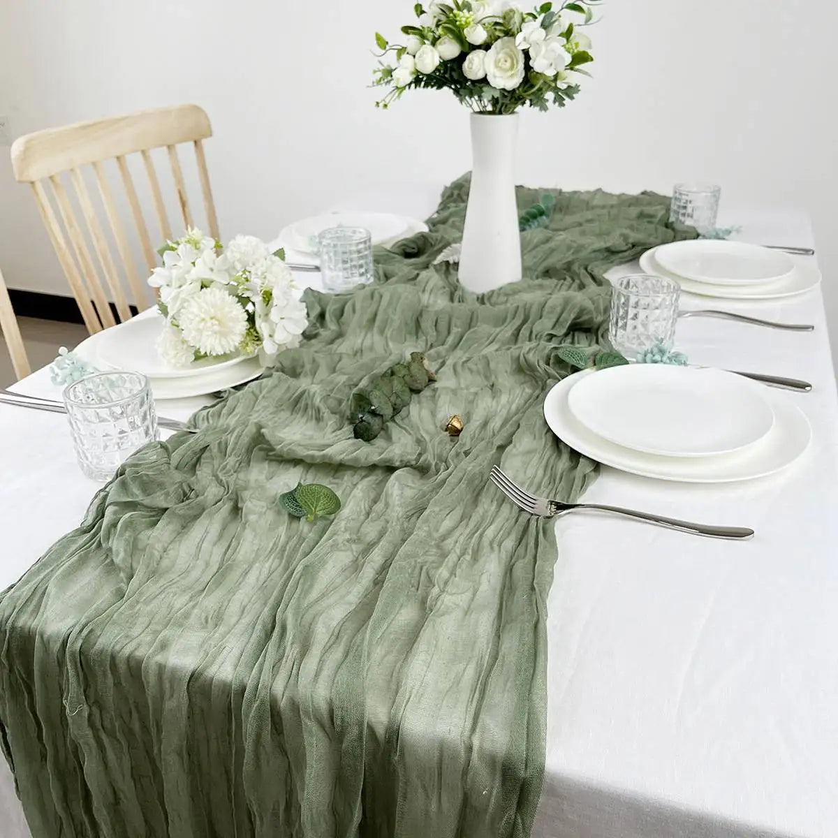 Semi-Sheer Gauze Table Runner White Cheesecloth Table Setting Dining Vintage Wedding Decor Banquets Arches Retro Boho Decor