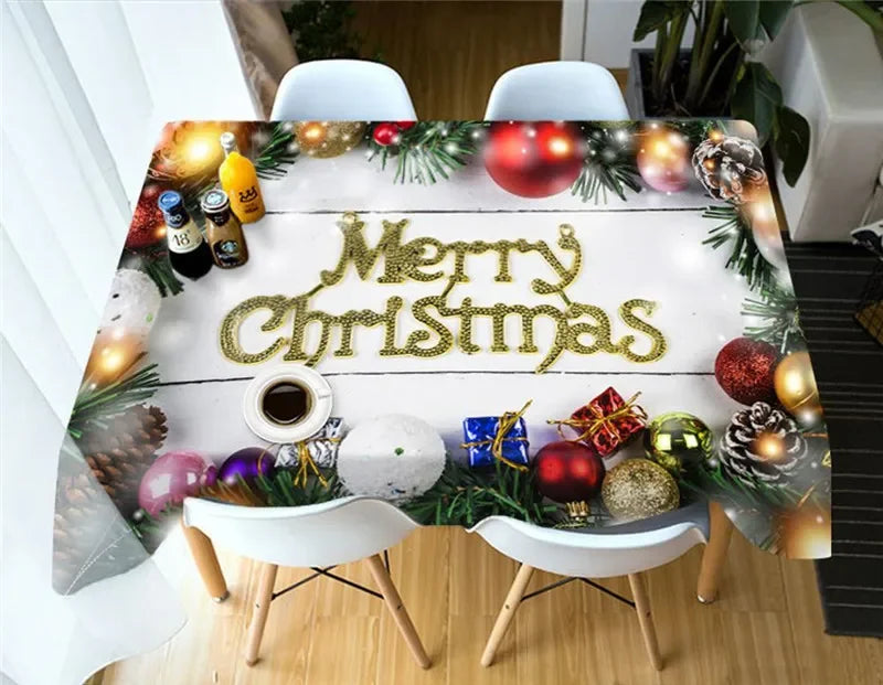 Merry Christmas Waterproof Elegant Table Tablecloths Cloth Snowman Snowflake Santa Claus Garden Picnic Mat Desk Protecter | Sorpresa