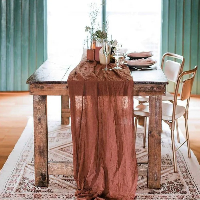 Semi-Sheer Gauze Table Runner White Cheesecloth Table Setting Dining Vintage Wedding Decor Banquets Arches Retro Boho Decor