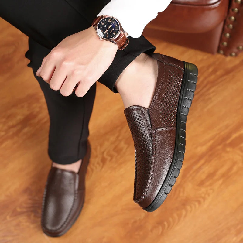 2024 New Men's Genuine Leather Shoes Brand Father Casual Leather Anti slip Black Middle-aged Man Cow Leather Shoes | Sorpresa