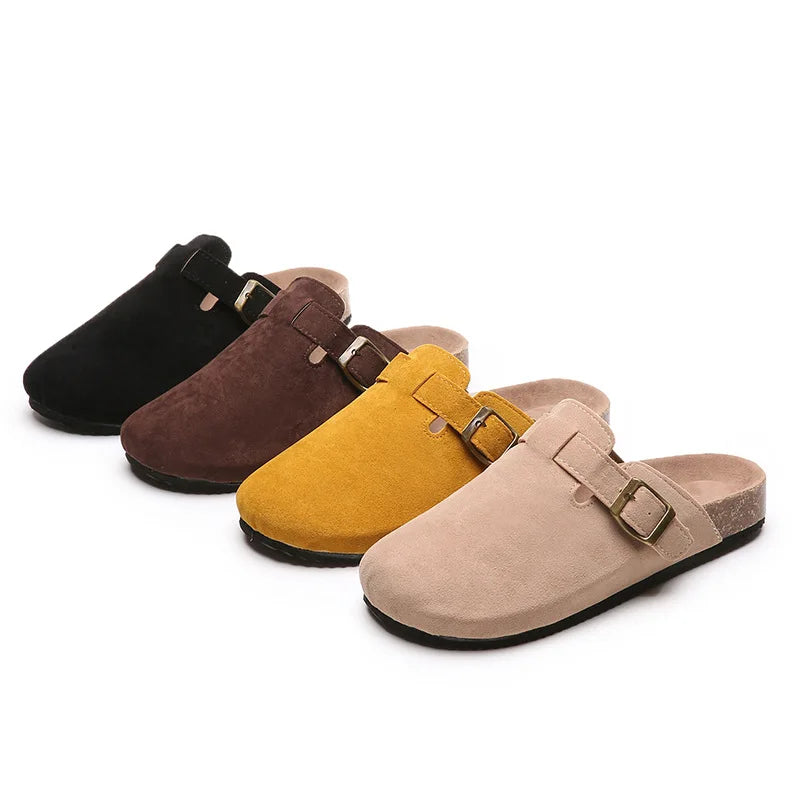 Comwarm Fashion Women's Suede Mules Slippers Men Clogs Cork Insole Sandals With Arch Support Outdoor Beach Slides Home Shoes | Sorpresa
