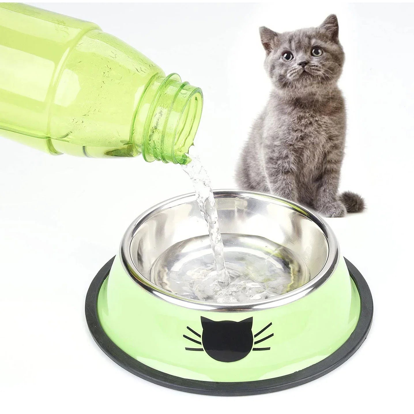 Cat Food Bowl Stainless Steel Kitten Cat Feeder Water Bowl With Non-Slip Rubber Base Small Pet Bowl Cat Accessories Pet Supplies | Sorpresa