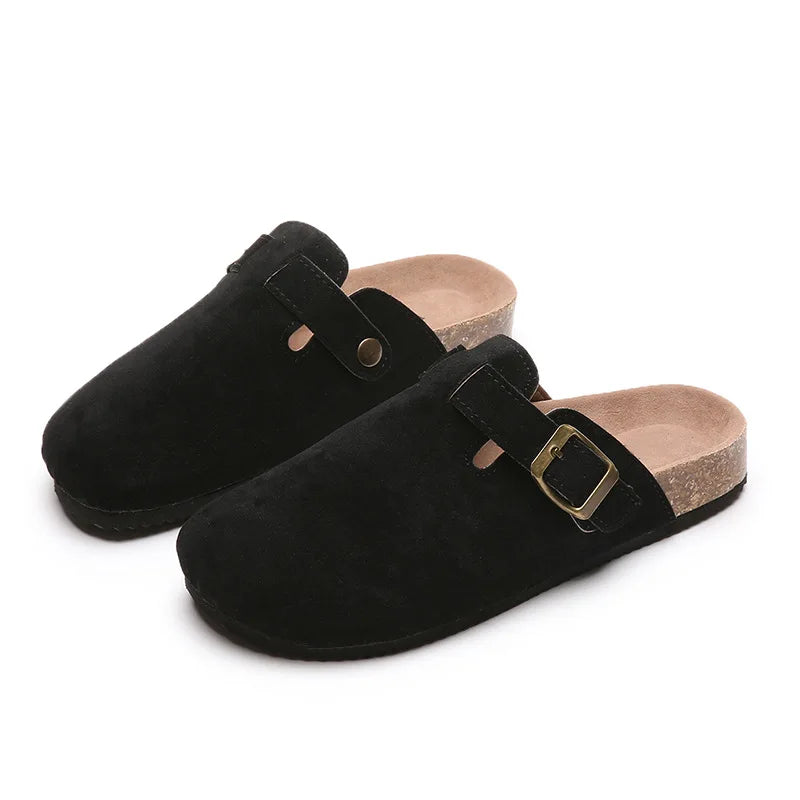 Comwarm Fashion Women's Suede Mules Slippers Men Clogs Cork Insole Sandals With Arch Support Outdoor Beach Slides Home Shoes | Sorpresa