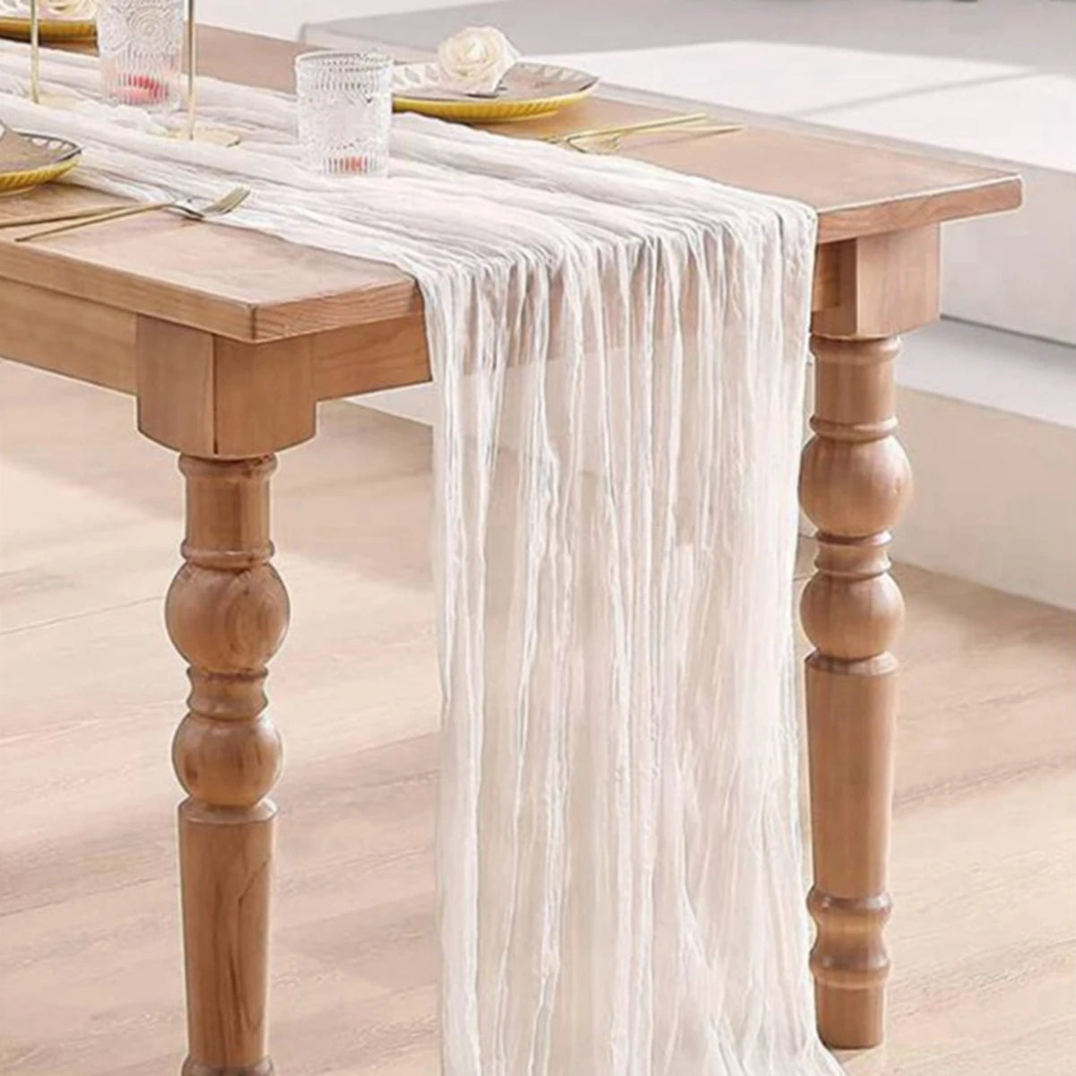 Semi-Sheer Gauze Table Runner White Cheesecloth Table Setting Dining Vintage Wedding Decor Banquets Arches Retro Boho Decor