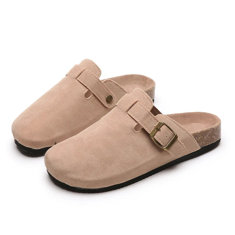 Comwarm Fashion Women's Suede Mules Slippers Men Clogs Cork Insole Sandals With Arch Support Outdoor Beach Slides Home Shoes | Sorpresa