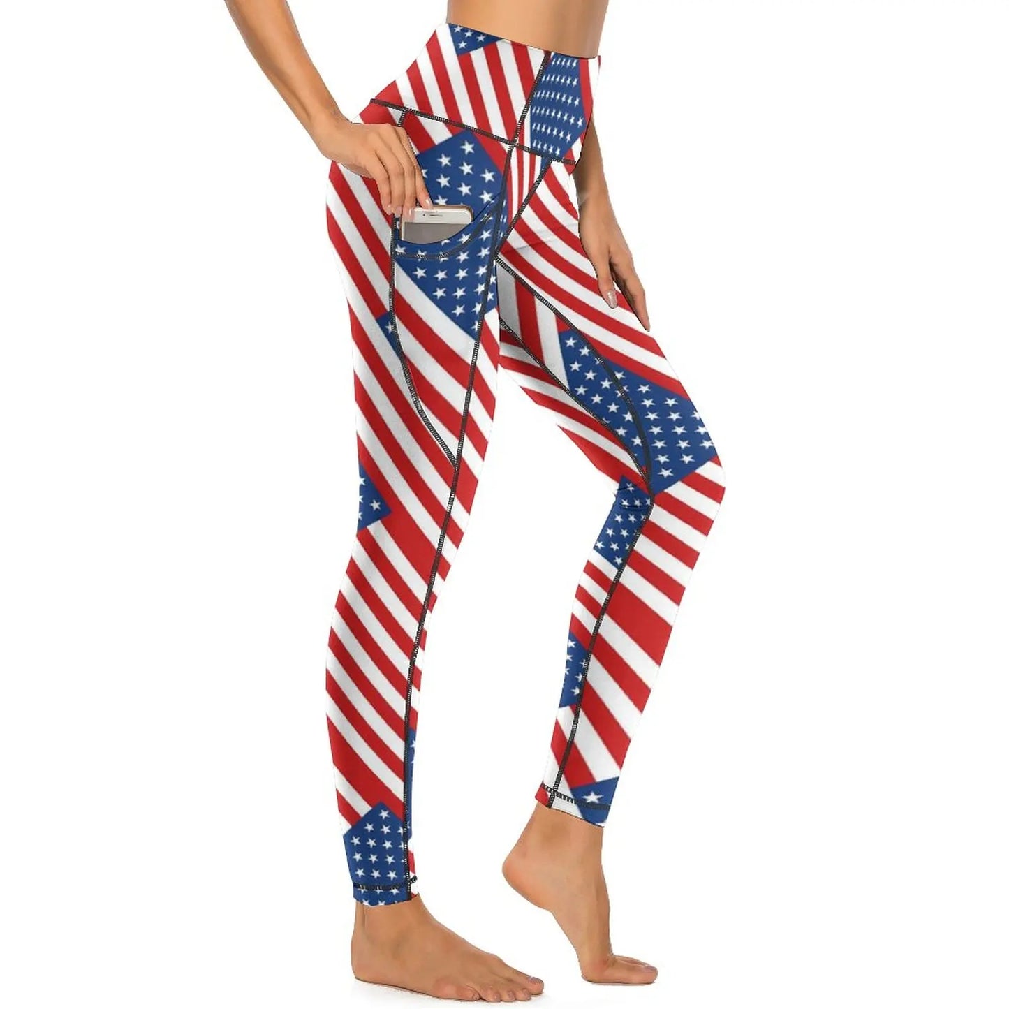 USA Flag Leggings Stripes Print Work Out Yoga Pants High Waist Fashion Leggins Elastic Design Sports Tights Gift | Sorpresa