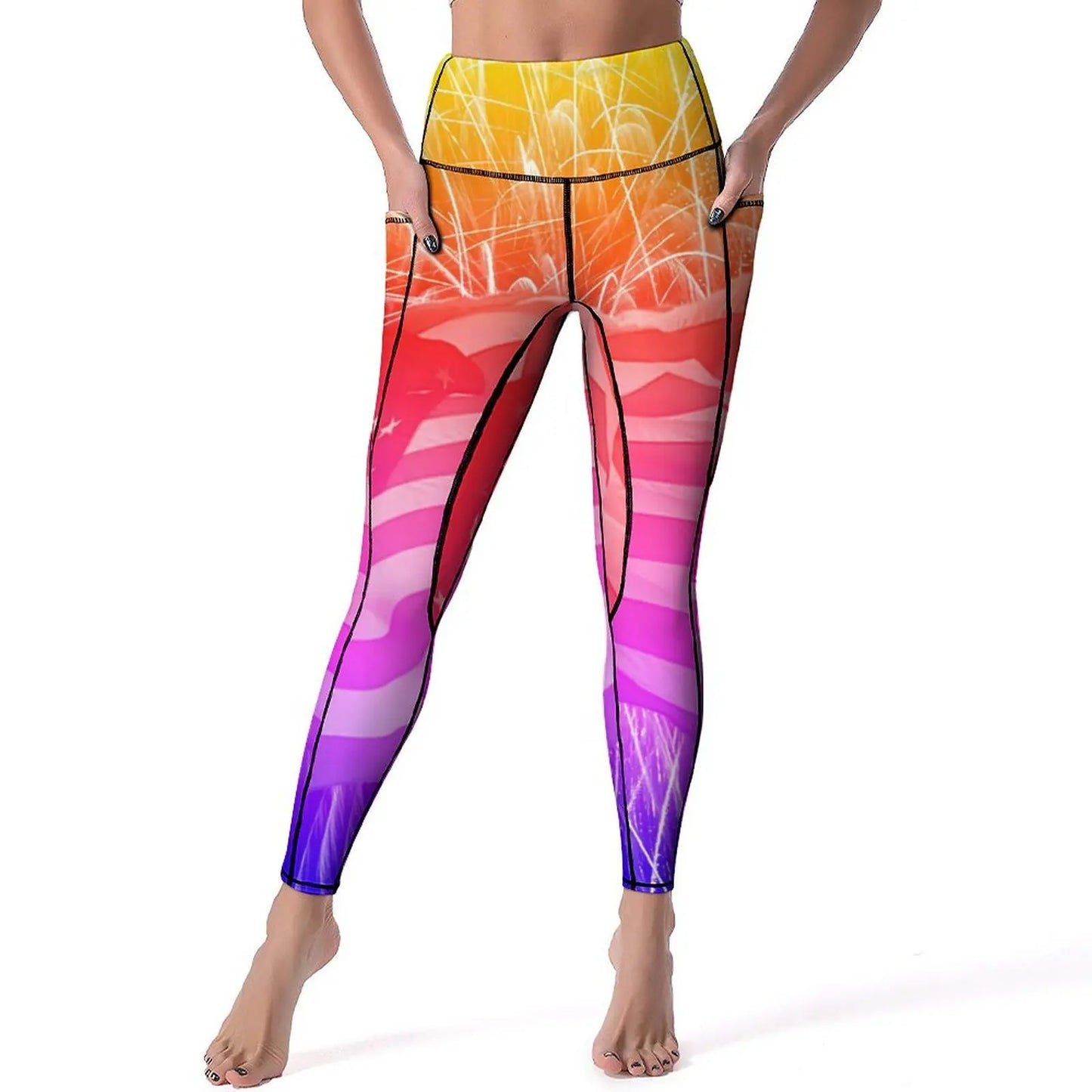 USA Flag Yoga Pants American Stars and Stripes Leggings Sexy Push Up Fashion Yoga Sport Legging Stretchy Design Work Out Leggins | Sorpresa