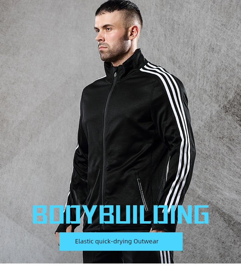 Men Stand Collar Outwear Men New Fall and Winter New Zipper Knitting Tops Trendy Fashion Sports Casual Jacket Men