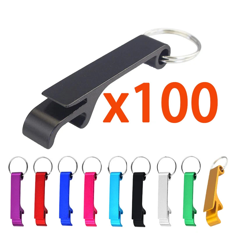 100Pcs Beer Opener Black Keychain Metal Bottle Opener Key Ring Chain Aluminum Pocket Bar Soda Beverage Beer Bottle Openers | Sorpresa