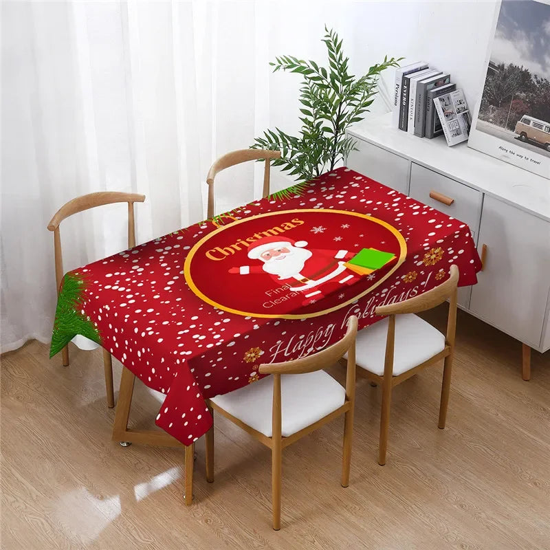 Merry Christmas Waterproof Elegant Table Tablecloths Cloth Snowman Snowflake Santa Claus Garden Picnic Mat Desk Protecter | Sorpresa