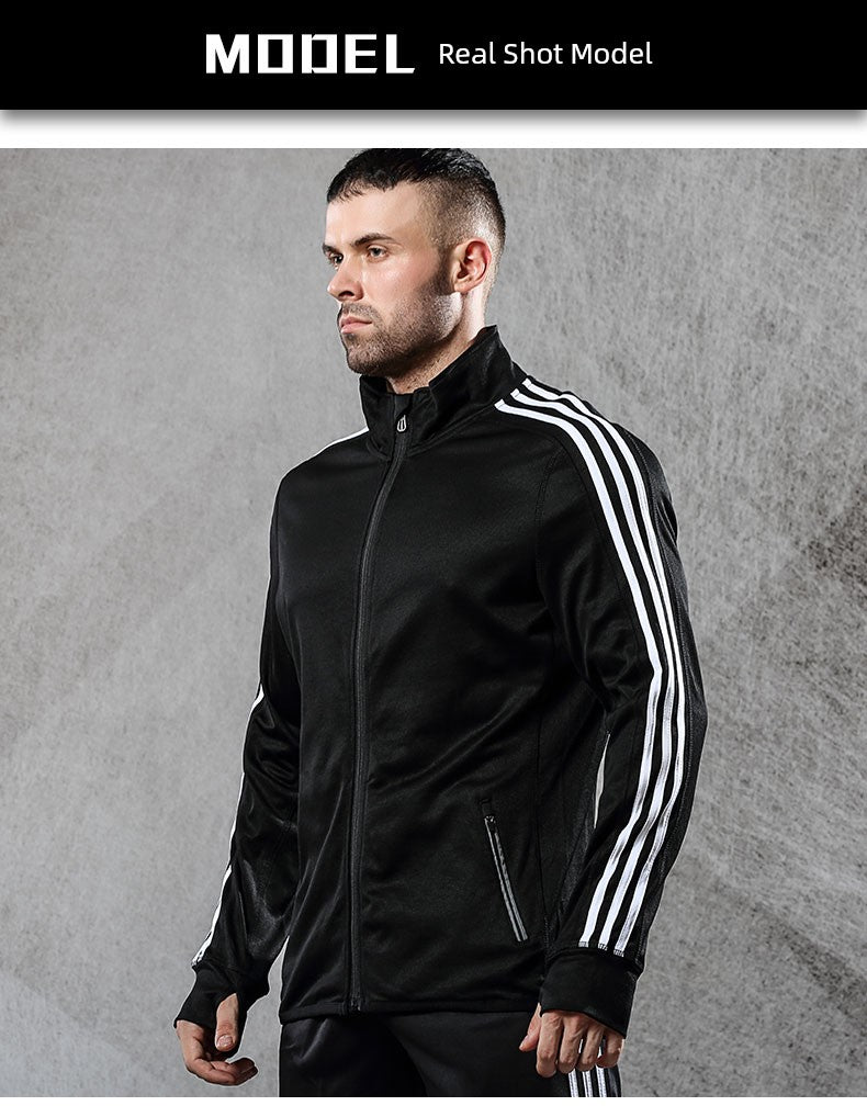 Men Stand Collar Outwear Men New Fall and Winter New Zipper Knitting Tops Trendy Fashion Sports Casual Jacket Men