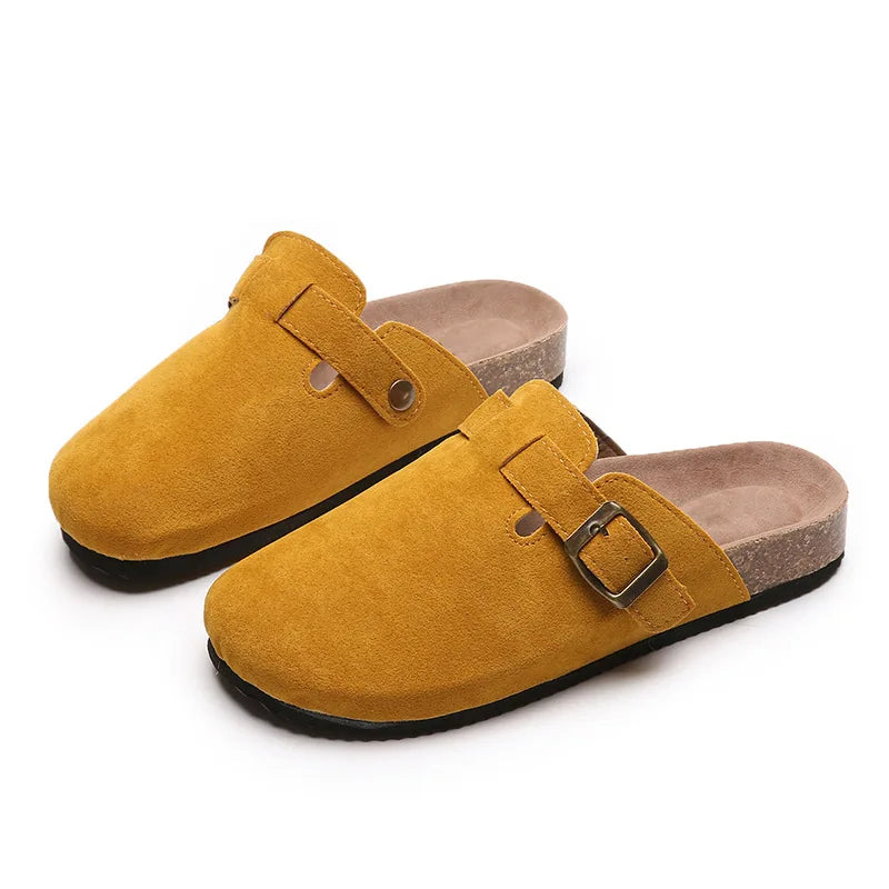 Comwarm Fashion Women's Suede Mules Slippers Men Clogs Cork Insole Sandals With Arch Support Outdoor Beach Slides Home Shoes | Sorpresa